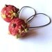 Repurposed Fabric Embroidered Embellished Earrings Beaded Jewelry "OLIVE BRANCH" coral yellow