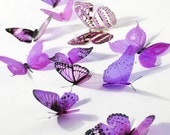 6 x Special Magenta 3D Butterflies great for Weddings, Crafts