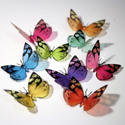 B016- 12 3D Transparent Butterflies great for Scrapbooking, Card Making or Decorations