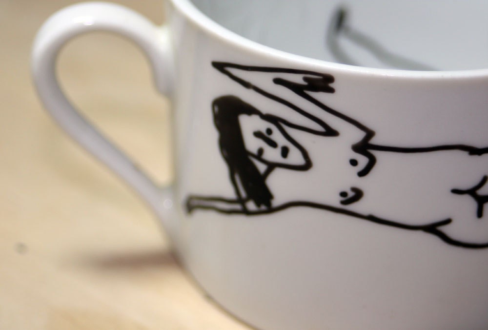 Hand Painted Decorative Cup / Mug - The Swimmers