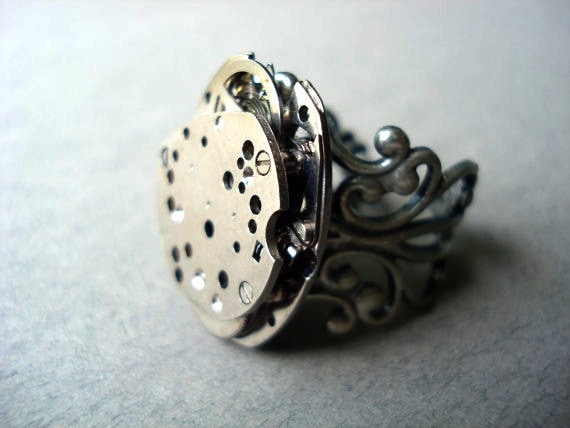 Steampunk Ring antique silver