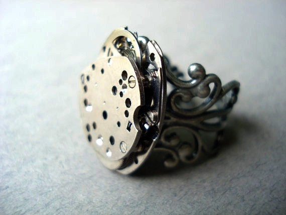 Steampunk Ring antique silver