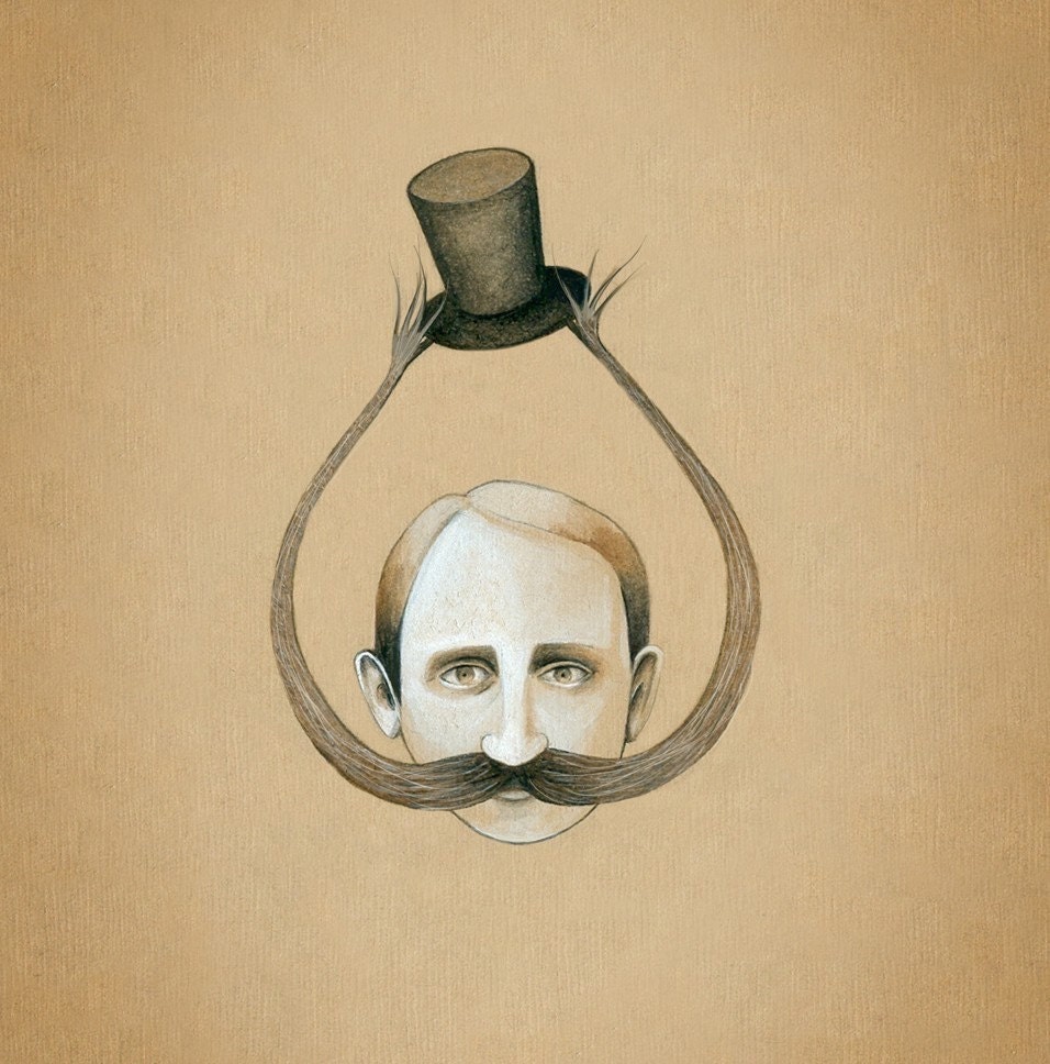 Handy Handlebars- print of original gouache painting