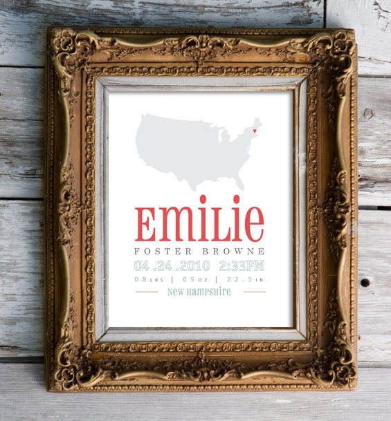 birth state pride  - birth announcement