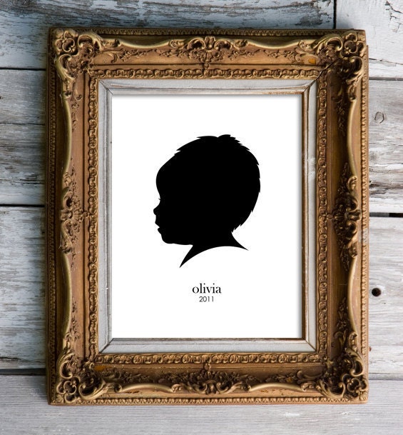Custom Child Silhouette Print - with initials or name