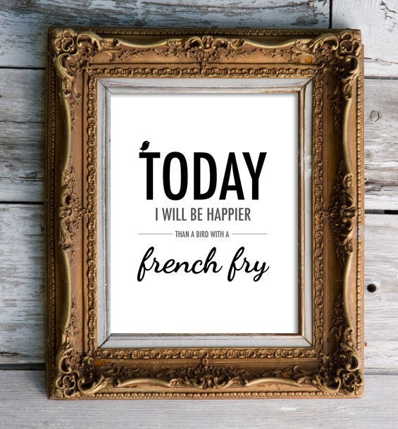 happier than a bird with a french fry - original art print