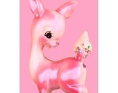 deer print pink fawn ice cream 4 x 6 OH DEER