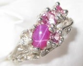 Pink Star Sapphire Ring Artist Signed 1ct oval top quality Star r5 Made USA