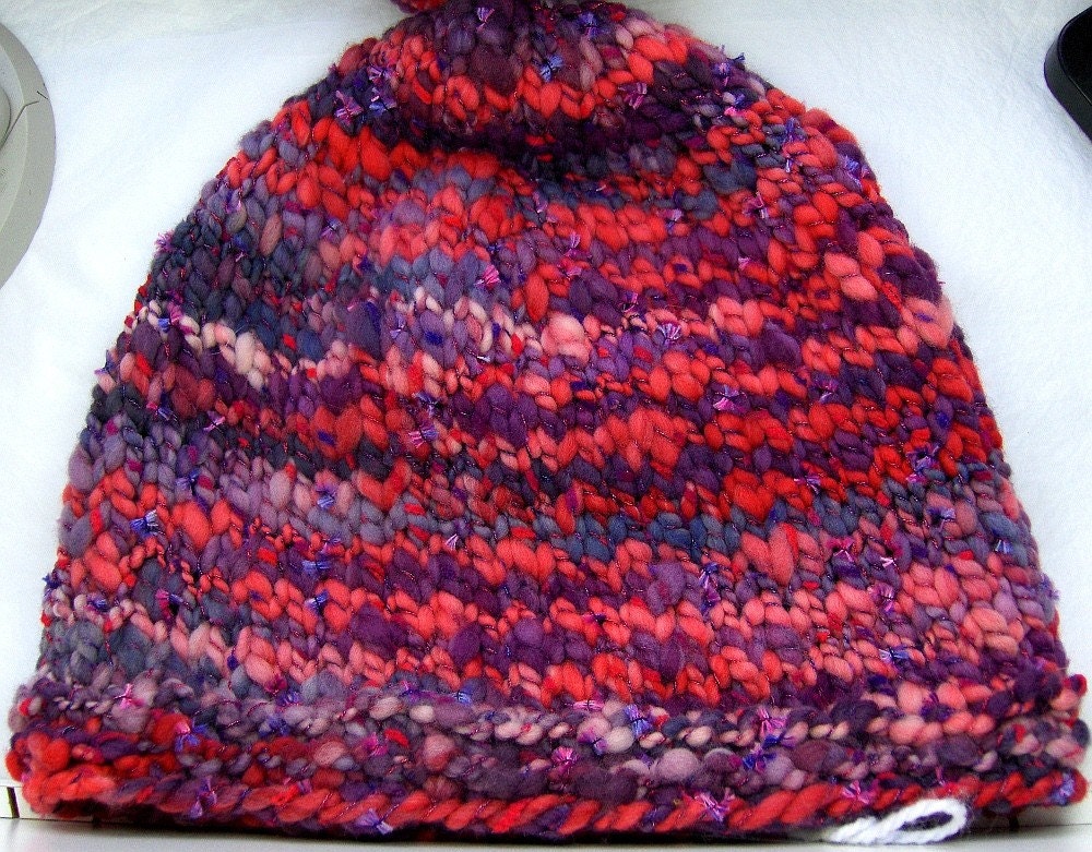 Hand Knit Unique Hat perfect hand knit winter treat or handmade gift From RocketMan to Red Hat