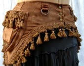 Steampunk costume belt - fancy toolbelt - brown with tassels - size Medium - bluemoonkatherine