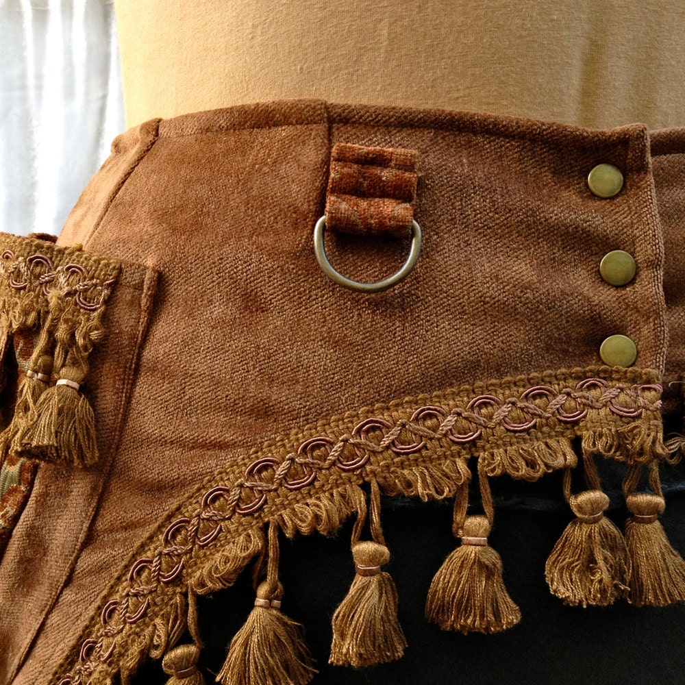 Steampunk costume belt - reserved listing for Heather Allen - brown with tassels - size Medium