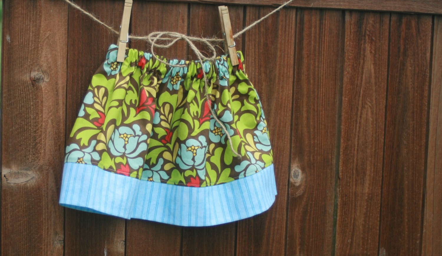 Girls Skirt Pop Garden - CUSTOM sizes 12 months to 4T brown blue green