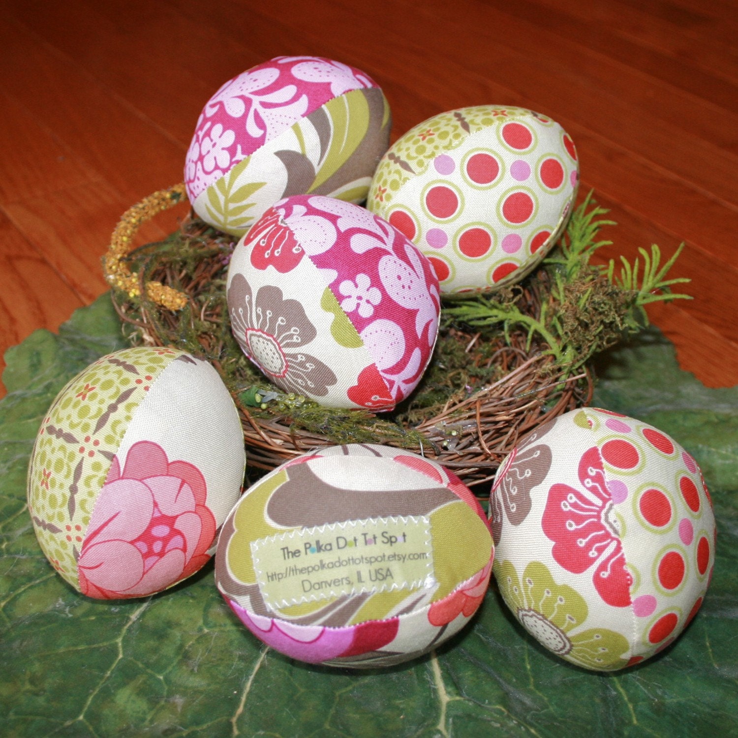 Meadowsweet Pastel Floral Fabric Easter Eggs - half dozen - Great for decoration or girls Easter basket