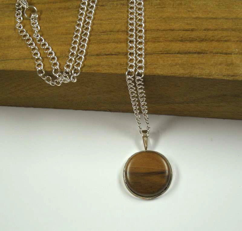 Hand Turned Shedua Wood Silver Plated Pendant Necklace