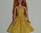 Handmade Barbie Dress Yellow ready to ship
