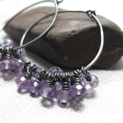 Amethyst sterling silver earrings, Wisteria Lane