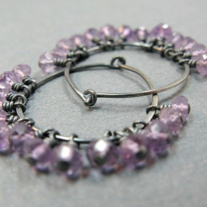 Amethyst sterling silver earrings, Wisteria Lane