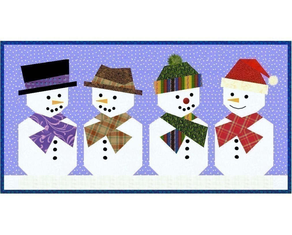 Snowman paper piecing quilt block pattern INSTANT DOWNLOAD PDF