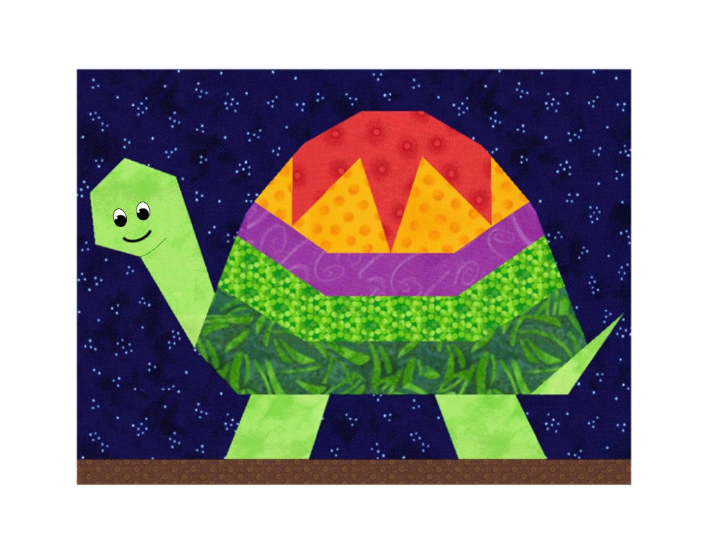 Turtle paper piecing quilt block pattern INSTANT DOWNLOAD PDF