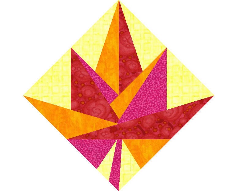 Maple Leaf paper pieced quilt block pattern INSTANT DOWNLOAD PDF