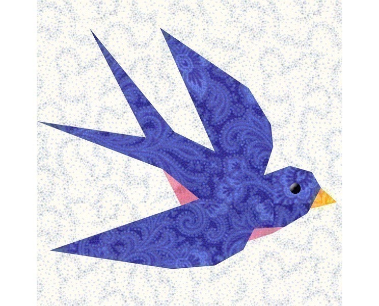 Swallow paper piecing quilt block pattern INSTANT DOWNLOAD PDF