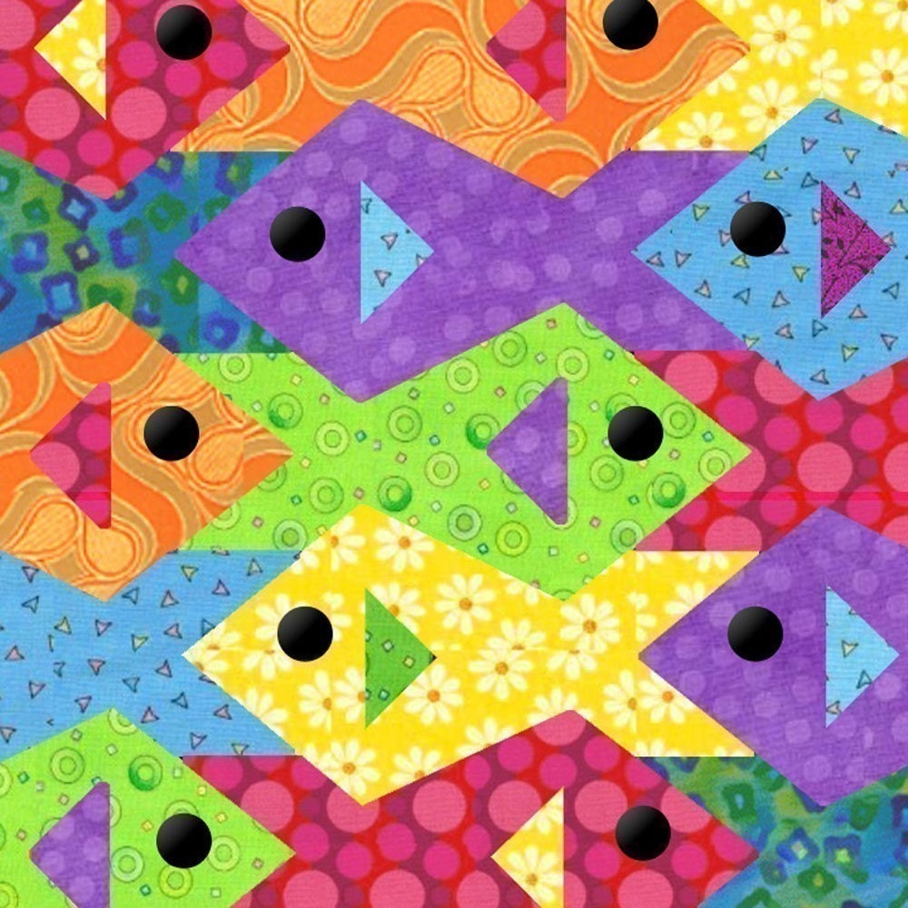 Tessellating Fish - Paper pieced quilt pattern, PDF format