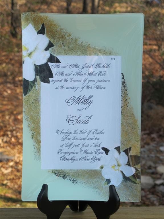 custom wedding invitation decoupage plate white