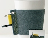 The Original CupKozy - Heather Grey / Yellow, Reusable Coffee Sleeve