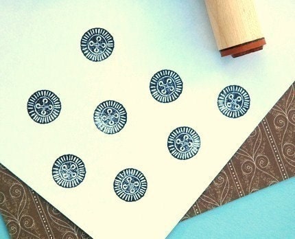 Worn Button Rubber Stamp