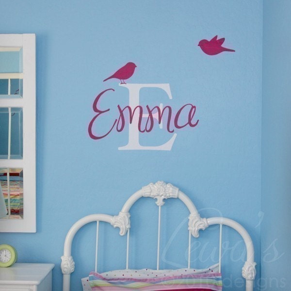 Birdies Custom Name and Monogram Vinyl Wall Decal
