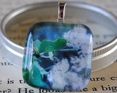Woodland Photo - White Blossoms - Florida Flurries Glass Tile Pendant by Happy Shack Designs