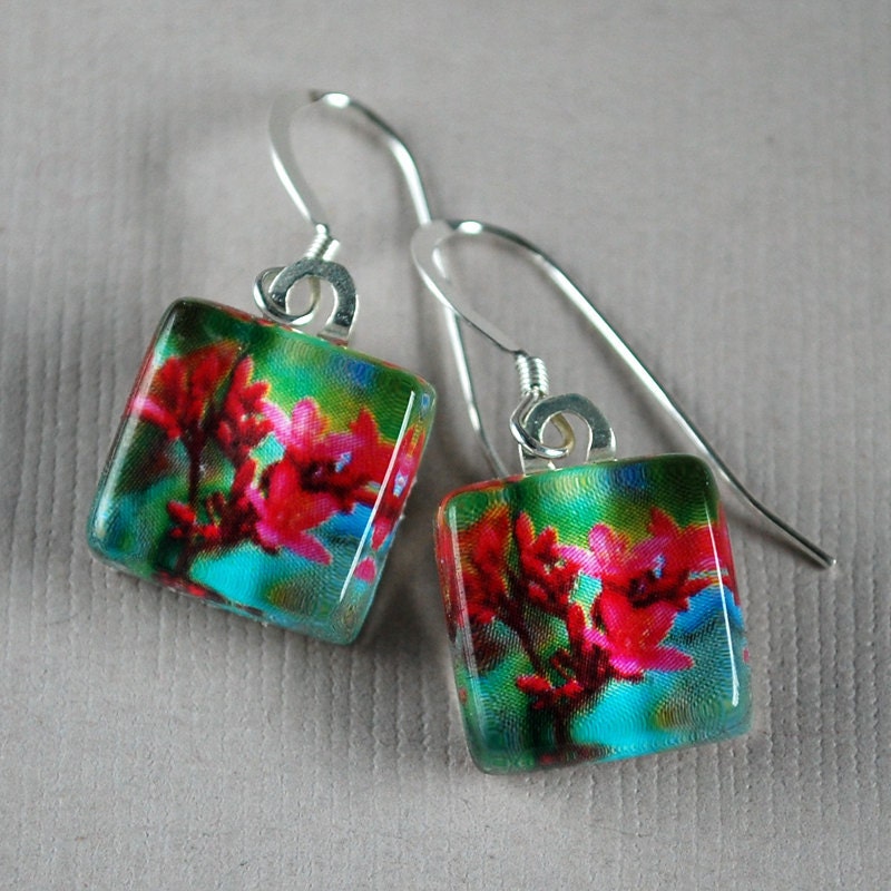 Breathe Earrings - Photo Earrings - Flower Earrings - Nature Photography