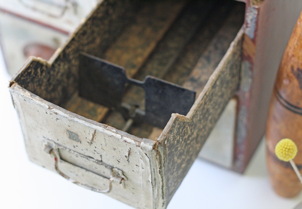 Vintage File Drawer Set, labeled A, B, C, D