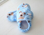 Baby boy toddler booties shoes slipper light blue Puppies puppy dog doggy non slip waterproof soft soled gift SWAG dog doggy newborn