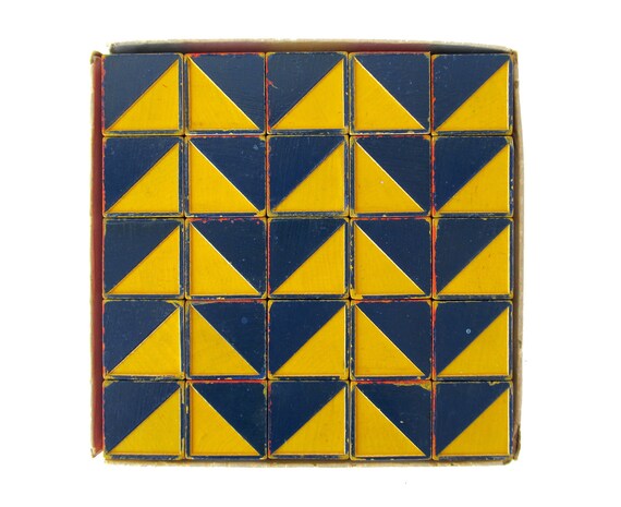 Color Cubes by The Embossing Company - Set of 25 Vintage Wooden Blocks