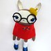 RESERVED FOR gingeryder-- Red-Caped Beatnik Rabbit - Made to Order