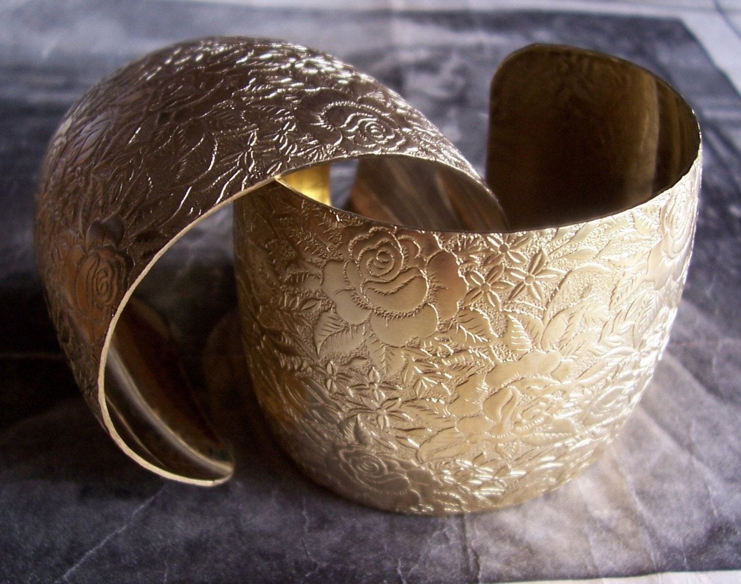 1 PC Raw Brass Wide Victorian Cuff Bracelet -  B013