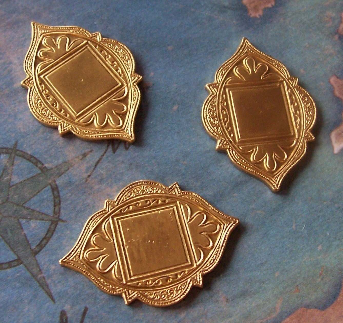 2 PC Raw Brass Victorian Back Plate / Brooch Plaque Finding - N0315