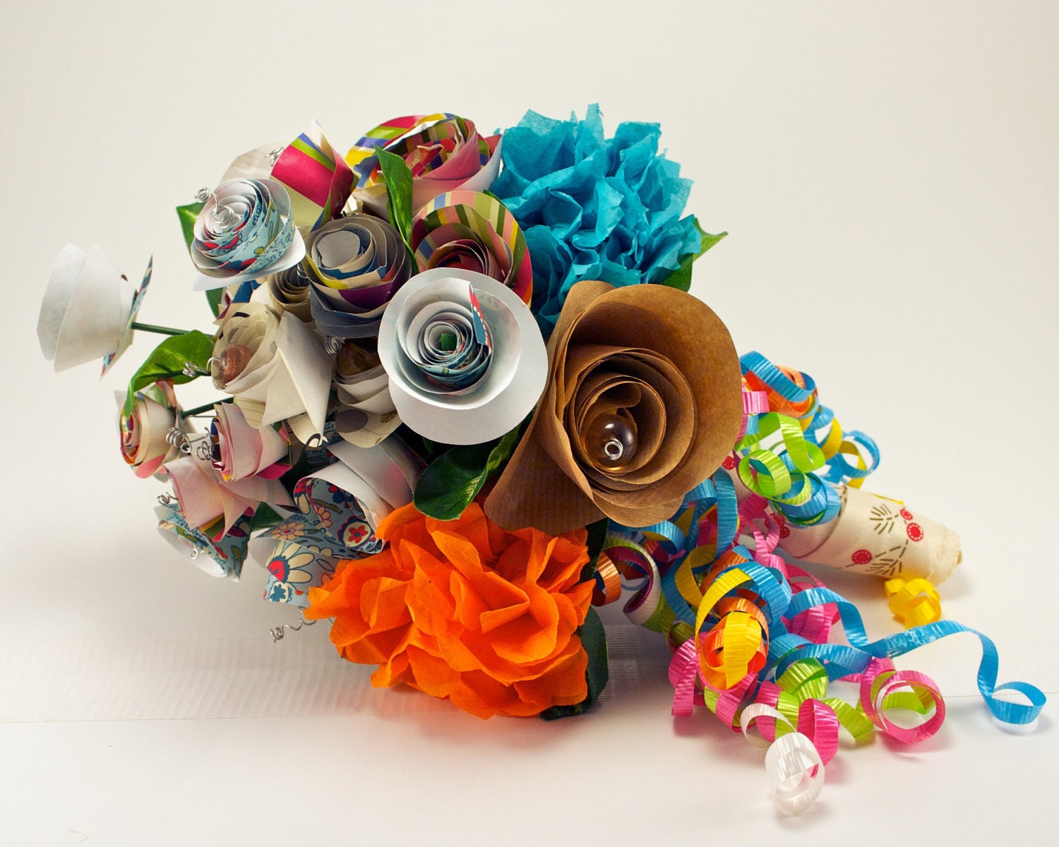 Jennifer Bouquet - Made to Order- Recycled Shower Papers and Trim- Rehearsal Bouquet or Toss Bouquet