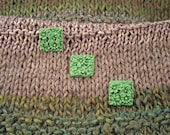 Handmade Floral Motif Square Buttons Green Color OOAK Set of 3