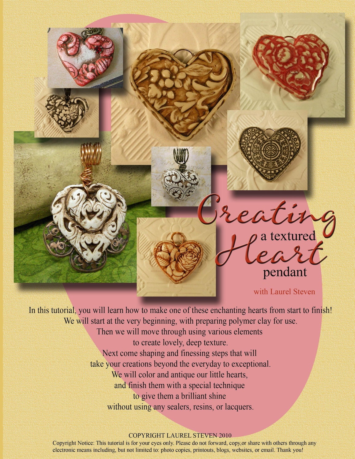 TUTORIAL - Creating a Textured Heart Pendant in Polymer Clay