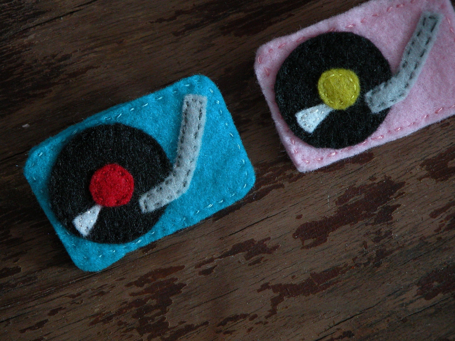 My Old Record Player Felt Brooch