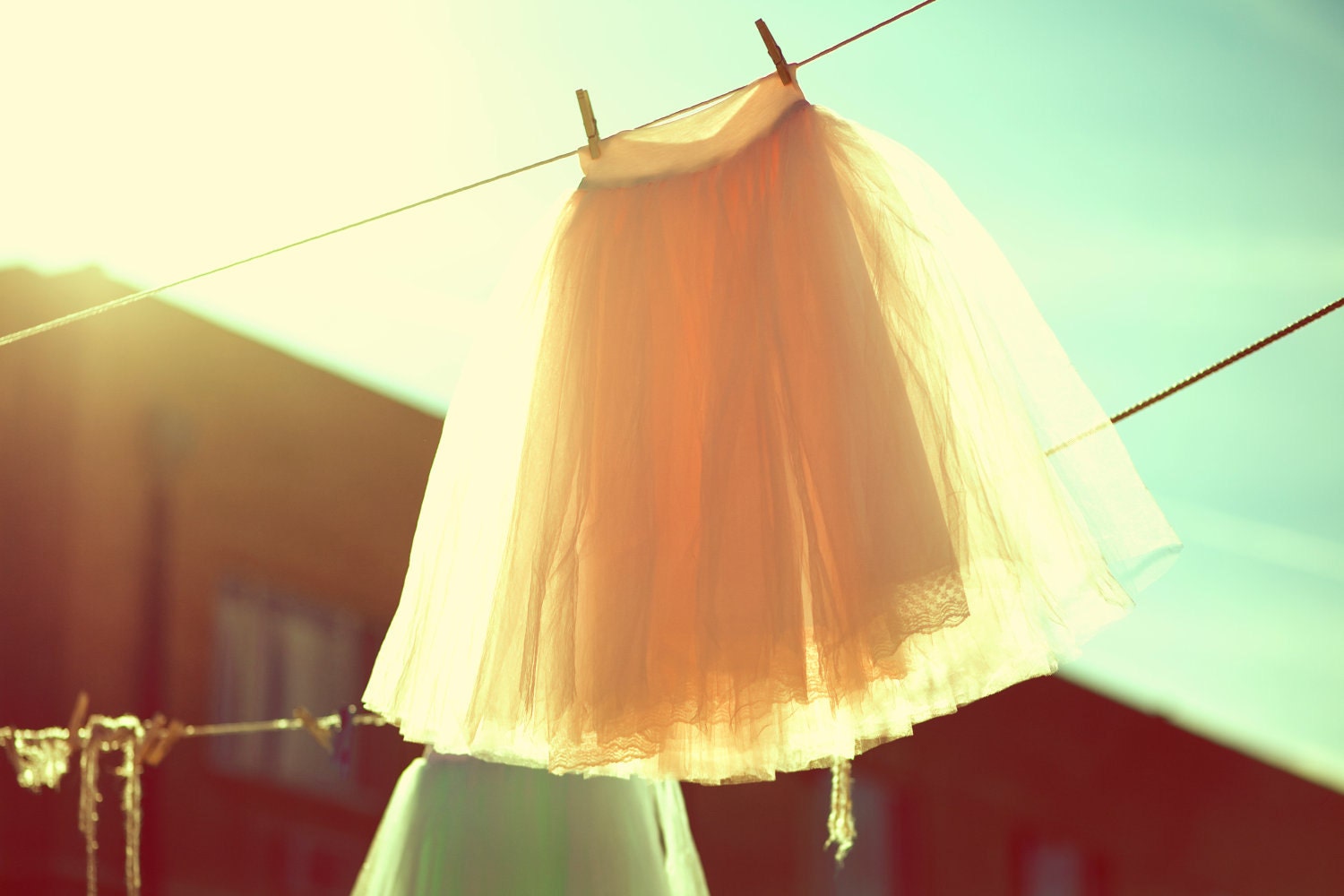 Hand Dyed Tea Length Tulle Skirt