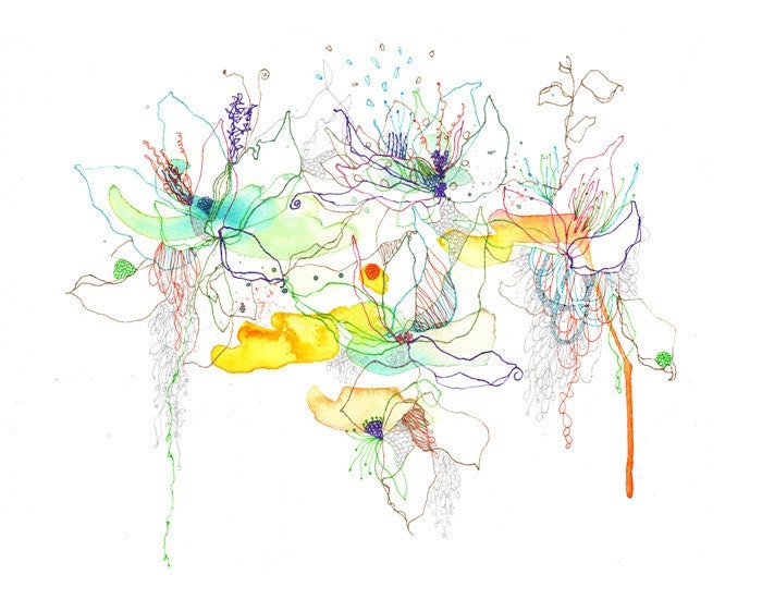 art print Blossoms Series 35 giclee PRINT 11x14 - drawing- wall decor- wall art