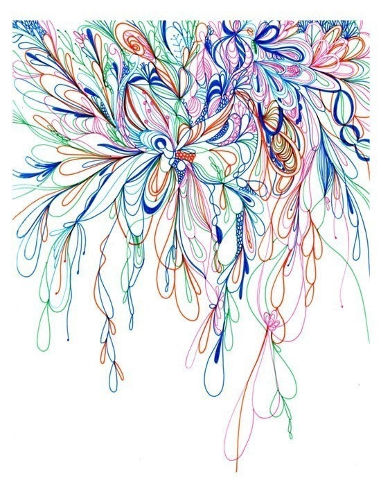 Blossoms Series 2010-02 Giclee art Print from original drawing- wall decor