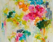 Flower on wall 01 Giclee art print 16x20 from original oil abstract painting
