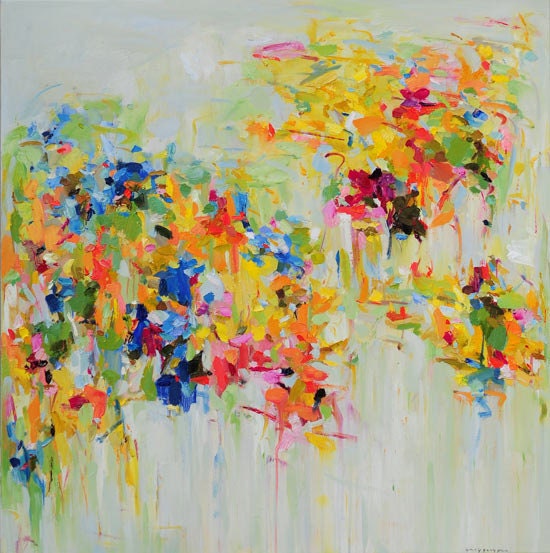 art print Spring Garden Giclee Print from original oil mix media painting12x12- wall decor-wall art