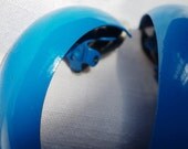 Cobalt Blue enameled Clip-on Loop Earrings