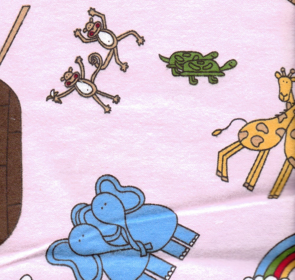 Fabric Noah's Ark Pink Flannel Yardage