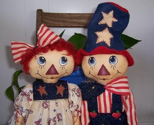 The Littlest Patriots...Raggedy Cloth Doll Pattern...Patriotic...Americana 